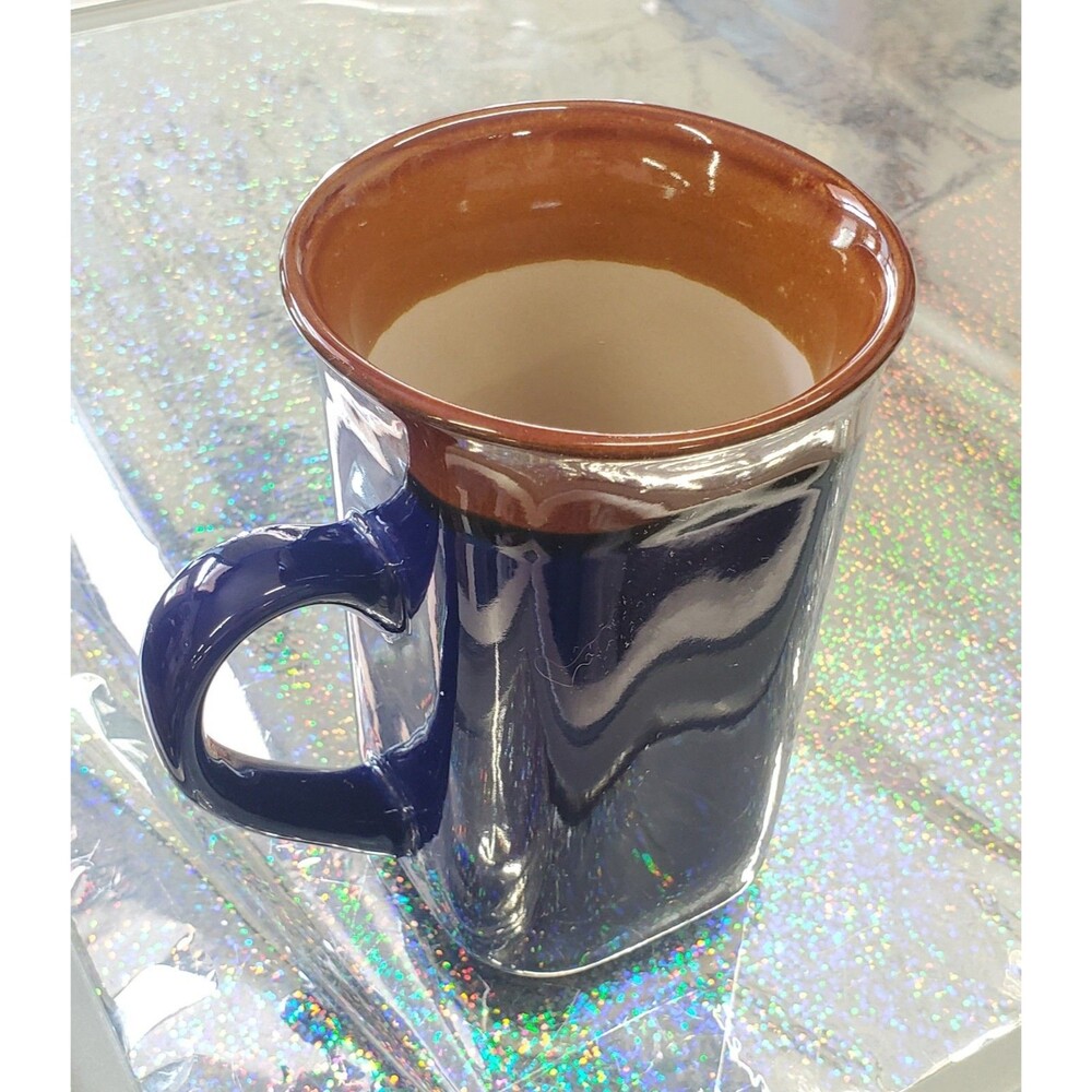 Royal Norfolk Tall Mug Rectangle Square Coffee Cocoa Tea Blue & Brown 14 Oz